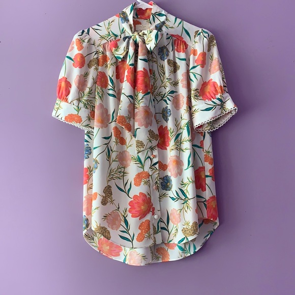 kate spade Tops - Kate Spade Blossom Tie Neck Blouse